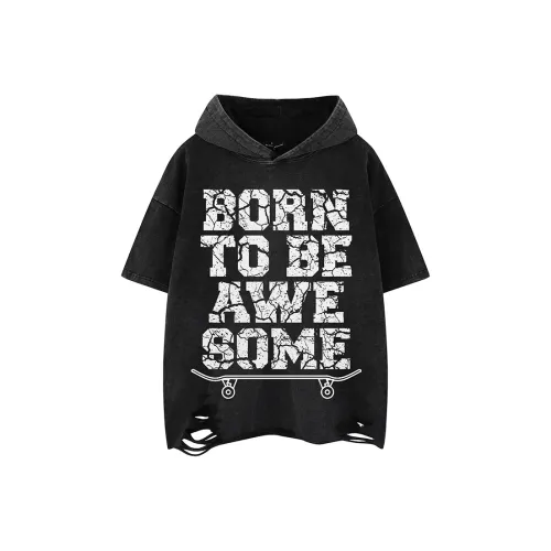 YEARNED Рукав с оборванным плечом T-рубашка Унисекс Черный