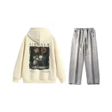 Комплект (Абрикосовый топ + Светло-синие джинсы)