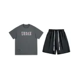 Комплект одежды (Серая и белая рубашка с коротким рукавом с логотипом + черные шорты)