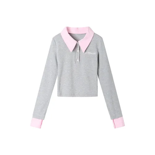 ANDREA MARTIN Серый Женские Короткие Топы