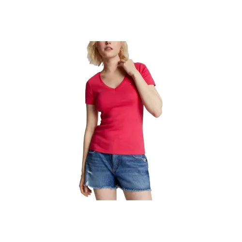 Tommy Hilfiger Favorite V-Neck T-Shirt Рубашка T-Shirt Polos Розовый Splendor T-Shirt Женская Розовая
