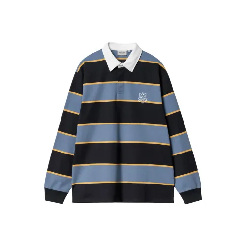 Carhartt WIP SS24 L S Wilt Регби Рубашка Регби Джерси Мужской Синий