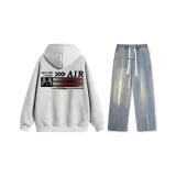 Set (Фотиния Серый Топ + Винтажные Синие Джинсы)