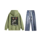 Комплект (Мох Зеленый Топ + Темно-Синие Джинсы)