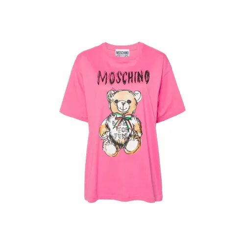 MOSCHINO SS24 Рукав с оборванным плечом T-рубашка Женская Розовая