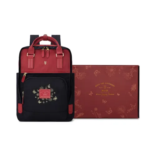 MYD Полиамид Студенческий Рюкзак Средний Унисекс Черный Красный Цветовая схема