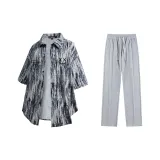 Комплект одежды (Синяя рубашка + Серые повседневные штаны)