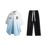 Set (White Blue Shirt + Black Jeans)  
Комплект (Белая Синяя Рубашка + Черные Джинсы)