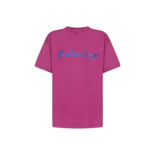 Balenciaga FW22 Рукав с оборванным плечом T-рубашка Женская Фуксия