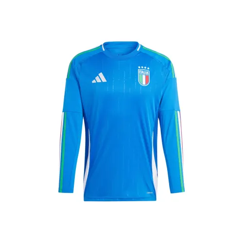 Adidas Italy 24 Длинный рукав Дом Джерси Футбол Джерси Итальянская версия Дом Мужской Синий