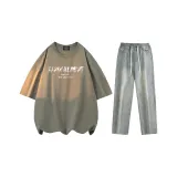 Комплект одежды (Топ в цвете тауповый + Штаны в цвете грязно-желтый)