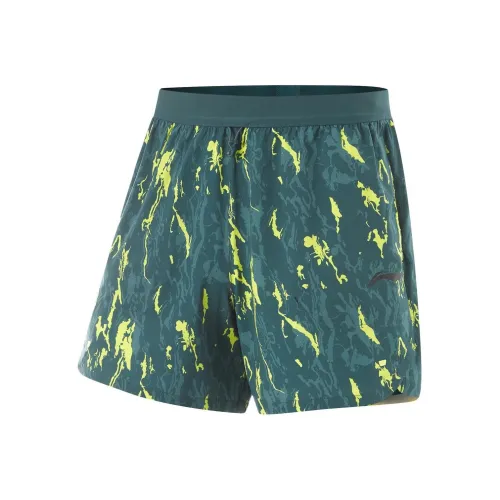 LINING Fitness Series Спортивные шорты Мужские Cloud Emerald Green С принтом по всей поверхности