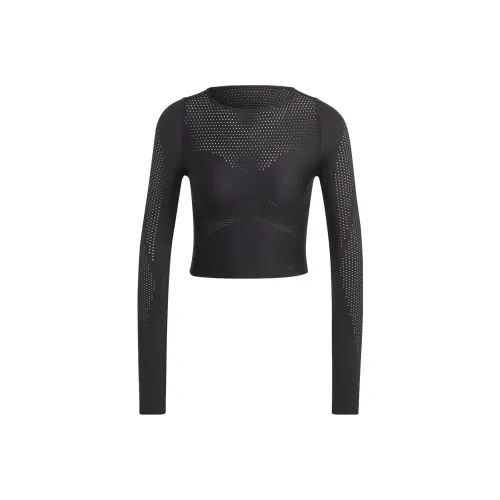 Adidas Best OF Adidas Cropped Длинный рукав Т-рубашка Женская Черная