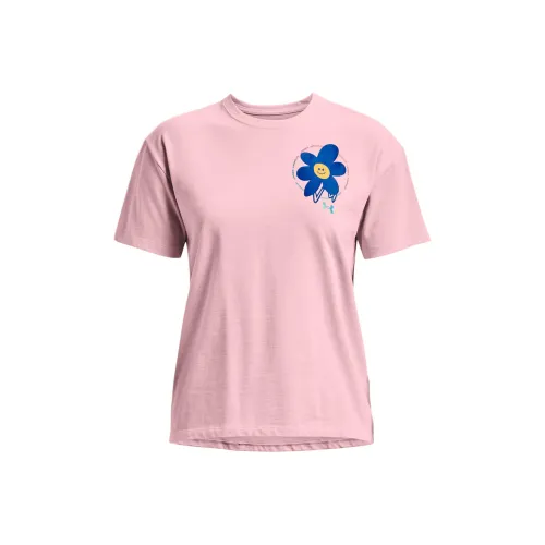 Under Armour T-рубашка с рукавом женская розовая с эффектом спущенного плеча
