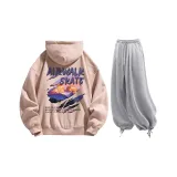 Комплект (Розовый топ + Светло-серые повседневные штаны)