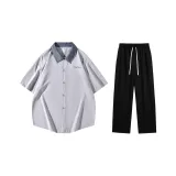 Комплект одежды (Серая рубашка + Черные штаны)
