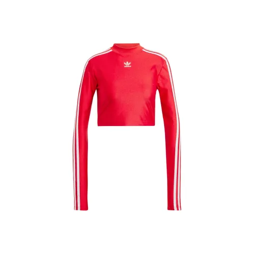 Adidas Originals 3 Stripes Комплект с короткими рукавами T-рубашка Женская Красная