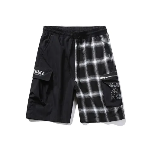 GUUKA TECH Повседневные шорты Унисекс Черный Белый Клетка