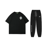 Черная рубашка с короткими рукавами + черные штаны