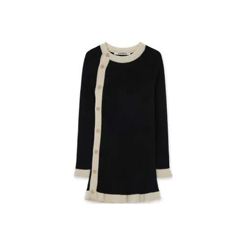 KIMHEKIM SS24 ASYMMETRIC Шерстяной хлопок Длинный кардиган свитер Женский Черный Черный