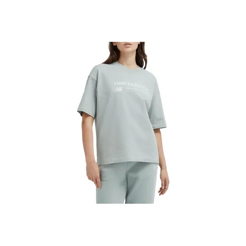 New Balance LINEAR HERITAGE Джерси OVERSIZED T Рубашка T Рубашка Женские Серый