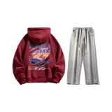 Set (Burgundy Top + Light Blue Jeans)  
Комплект (Бордовый топ + Светло-синие джинсы)