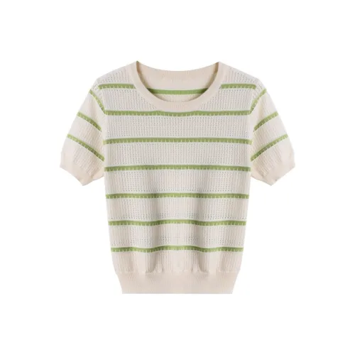 Huagaa Свитер Женский Зеленый Полосы