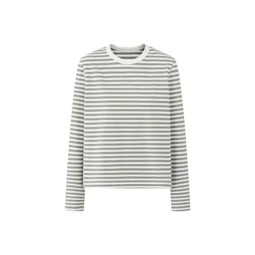 EVISTUB Стандартная T-рубашка Женская Серый Белый Полосы