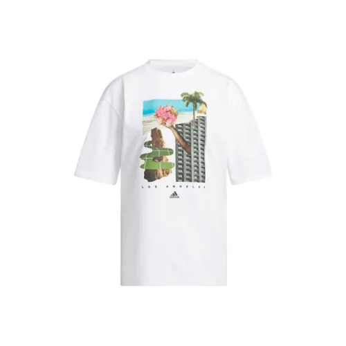 Adidas Рукав с спущенным плечом T-рубашка Женская Белая