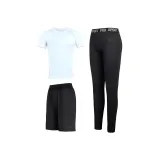 Комплект одежды (Белый топ + Черные шорты + Черные штаны)