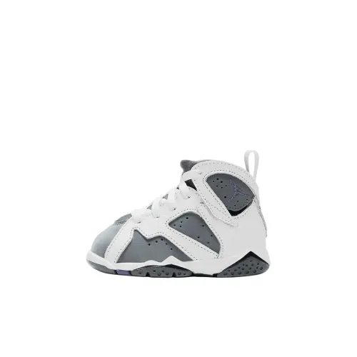 Jordan Air JORDAN 7 Противоскользящие Амортизация Устойчивость к износу Высокий Топ Обувь для малышей Белый Серый