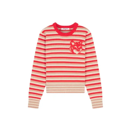 Maison Kitsune FW24 Свитер Женский Красный Белый