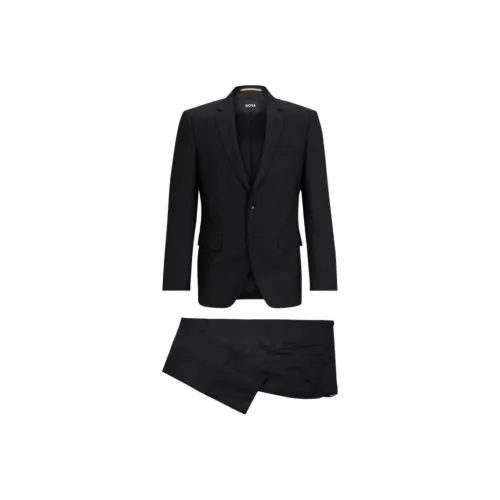 Hugo Boss Slim Fit костюм из новой шерсти с фирменной подкладкой бизнес-костюм для мужчин черный