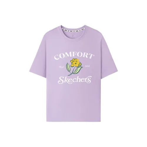 Skechers SS25 Т-рубашка с оборванным плечом Женская Лаванда 00KC