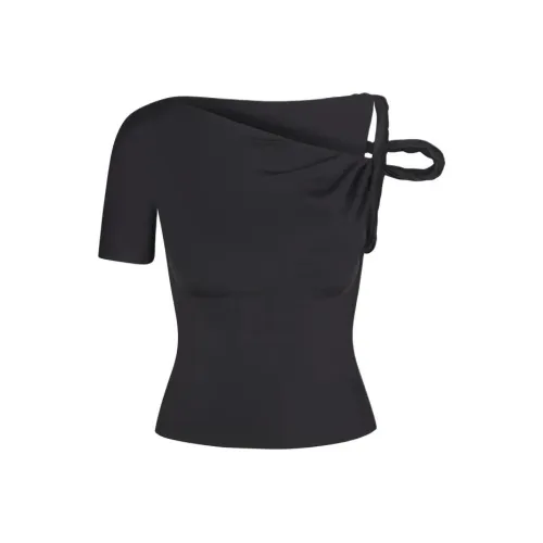 Khy DROP 004 Sleek Эластичный TWISTED Топ T Рубашка Женская Черная