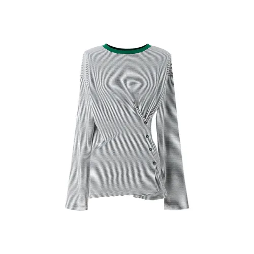 SOON FLOWER T-рубашка Женская Черно-белые полосы