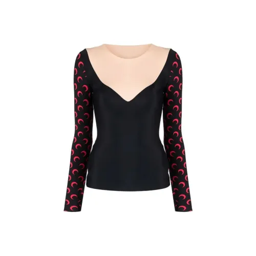 Marine Serre Черные Женские Т-рубашки