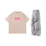 Серый Белый Короткий Рукав + Светло-Серые Штаны