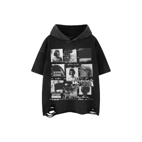 YEARNED Рукав с оборванным плечом T-рубашка Унисекс Черный