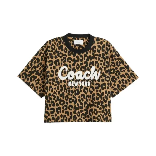 COACH FW23 Рукав с оборванным плечом T-рубашка Женская Умбра