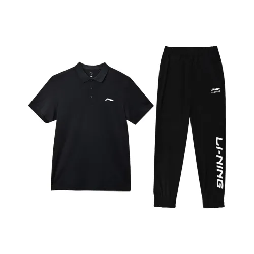 Лайнер Повседневная Спортивная Одежда Мужская Двухкомпонентный Комплект Стандартный Черный