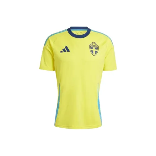 Adidas Sweden 24 Дом Веер Джерси Футбол Джерси Мужской Ярко-желтый