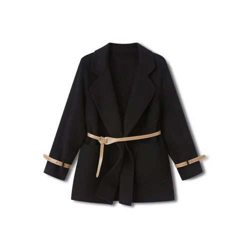 Beast King Кружево Up Утяжеленный Шерстяной Куртка Высокий Графский Двойной Слой Шерсть Женские