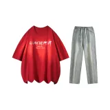 Комплект одежды (Топ бордового цвета + Штаны желтого цвета грязи)