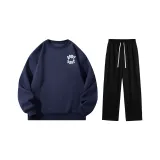 Флисовый комплект (Темно-синий топ + черные штаны с флисовой подкладкой)