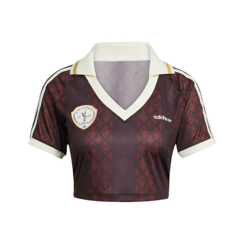 Adidas Originals Рукав реглан T-рубашка Женская Полночь Коричневый Полночь Красный