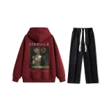 Комплект одежды (Бордовый топ + Черные джинсы)