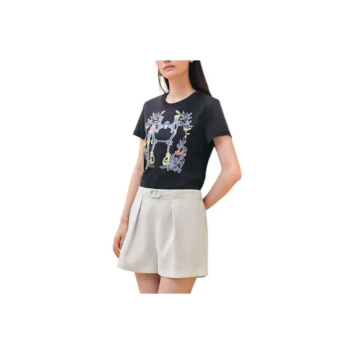 HERMES SS24 Стандартная T-рубашка Женская Черная