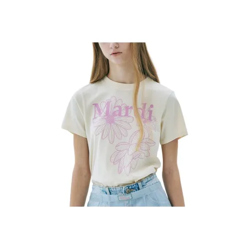 MARDI MERCREDI Three Flowers Collection T-Рубашка Женская Масло Пудра Лаванда Корейский стиль