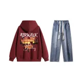 Set (Burgundy Top + Dark Blue Jeans)  
Комплект (Бордовый топ + Темно-синие джинсы)